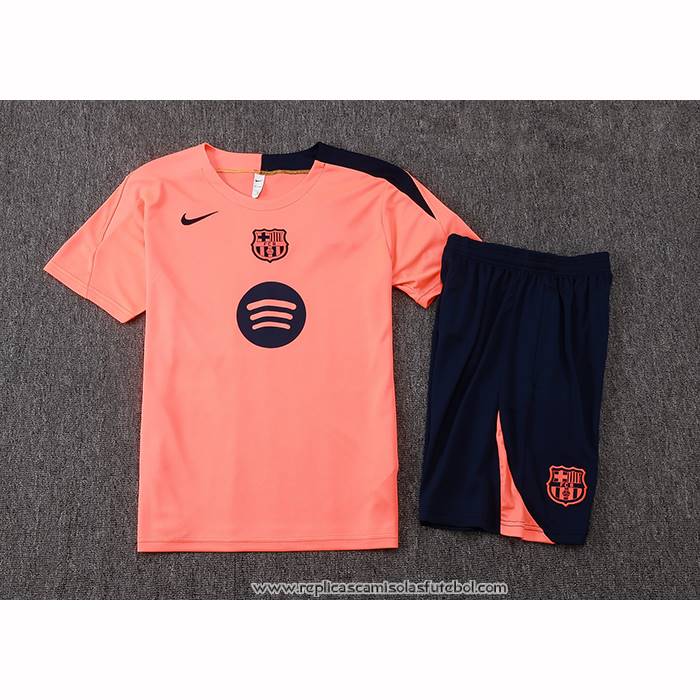 Fato de Treino Barcelona 2025-2026 Manga Curta Laranja - Calcas Curta